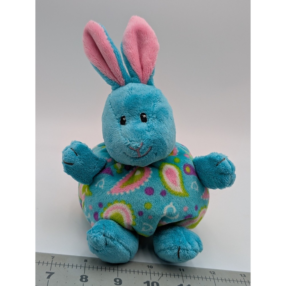 Mary Meyer Round Rabbit Plush 8 Inch Teal Pink Stuffed Animal Toy